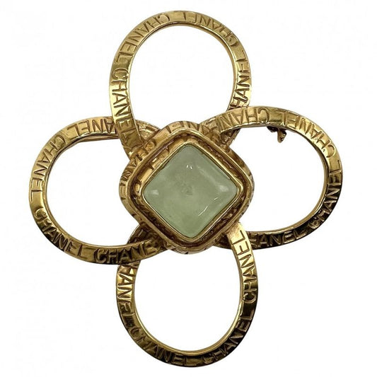 Chanel Brooch Logo Accessory Vintage Gripoix GP Color Stone 96