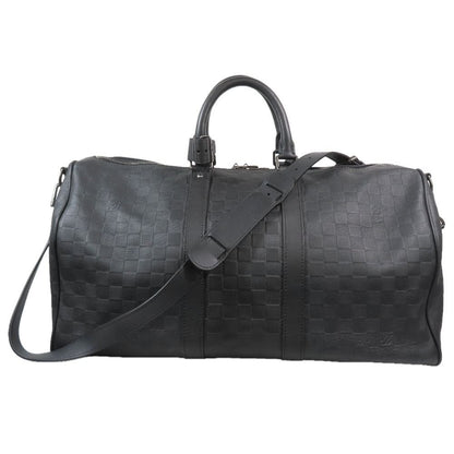 Louis Vuitton 2-Way Boston Handbag Shoulder Damier Infini Keepall Leather Black