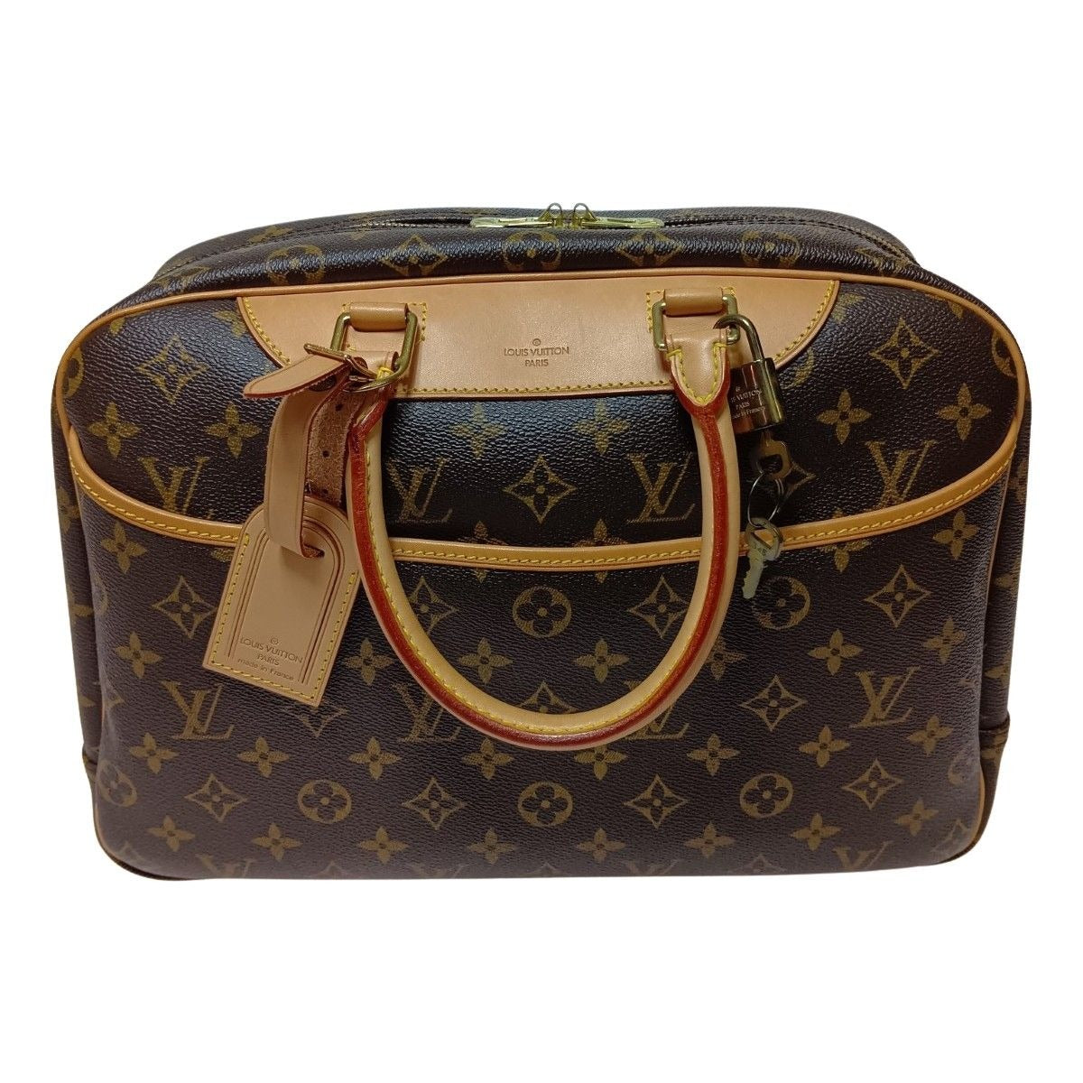 Louis Vuitton Monogram Bowling Vanity Deauville Boston Bag Brown