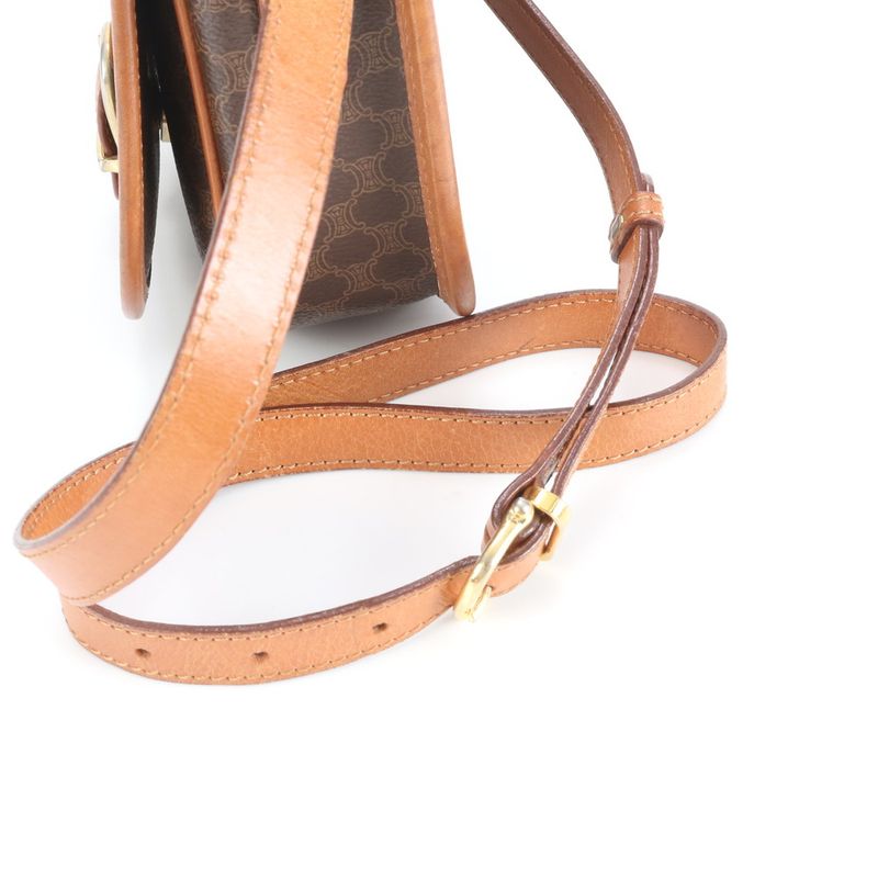 Vintage Celine Macadam Leather Shoulder Bag Crossbody Gold Hardware Genuine