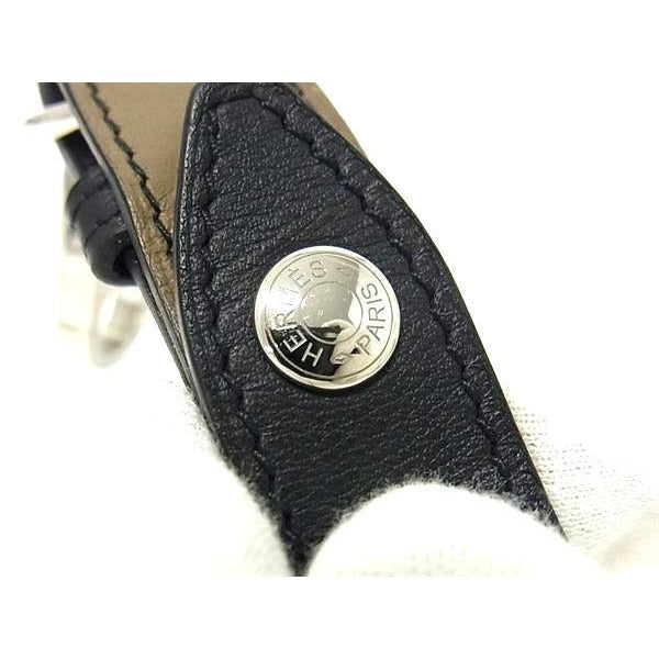 Hermes Globe Holder Fidel Black Brown Leather Silver Hardware — view 3
