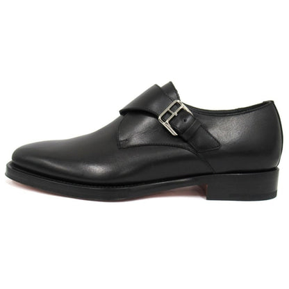 Hermes Strap Dress Business Shoes Leather Silver 40.5 Black