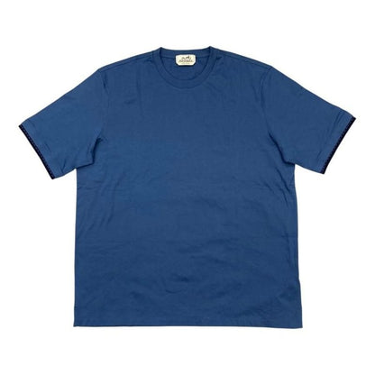 Hermes Short Sleeve T-Shirt Detail Saddle Stitching Ha5 uxl Cotton Blue