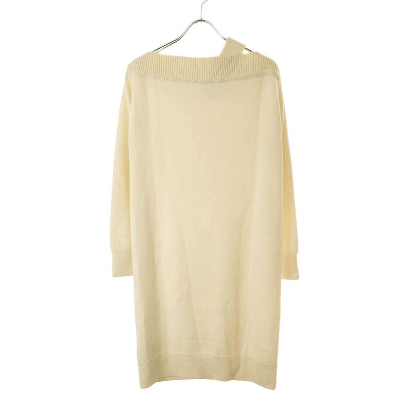 Hermes 24aw Asymmetrical Cashmere Knit Dress 4h2541d1 Ivory 36