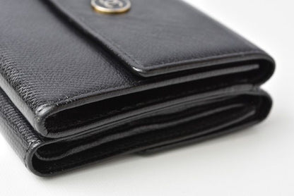 Chanel 4128 Bifold Wallet Genuine Leather Black Cles Deuce