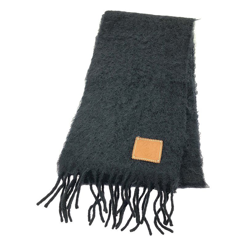 Loewe - Mohair Blend Wool Fringe Scarf - Black - Women