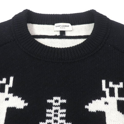  Saint Laurent Paris 2021 694838 100% Wool Reindeer Pattern Nordic Knit