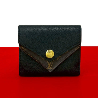 Louis Vuitton Portefeuille Double Leather Trifold Wallet Compact Black