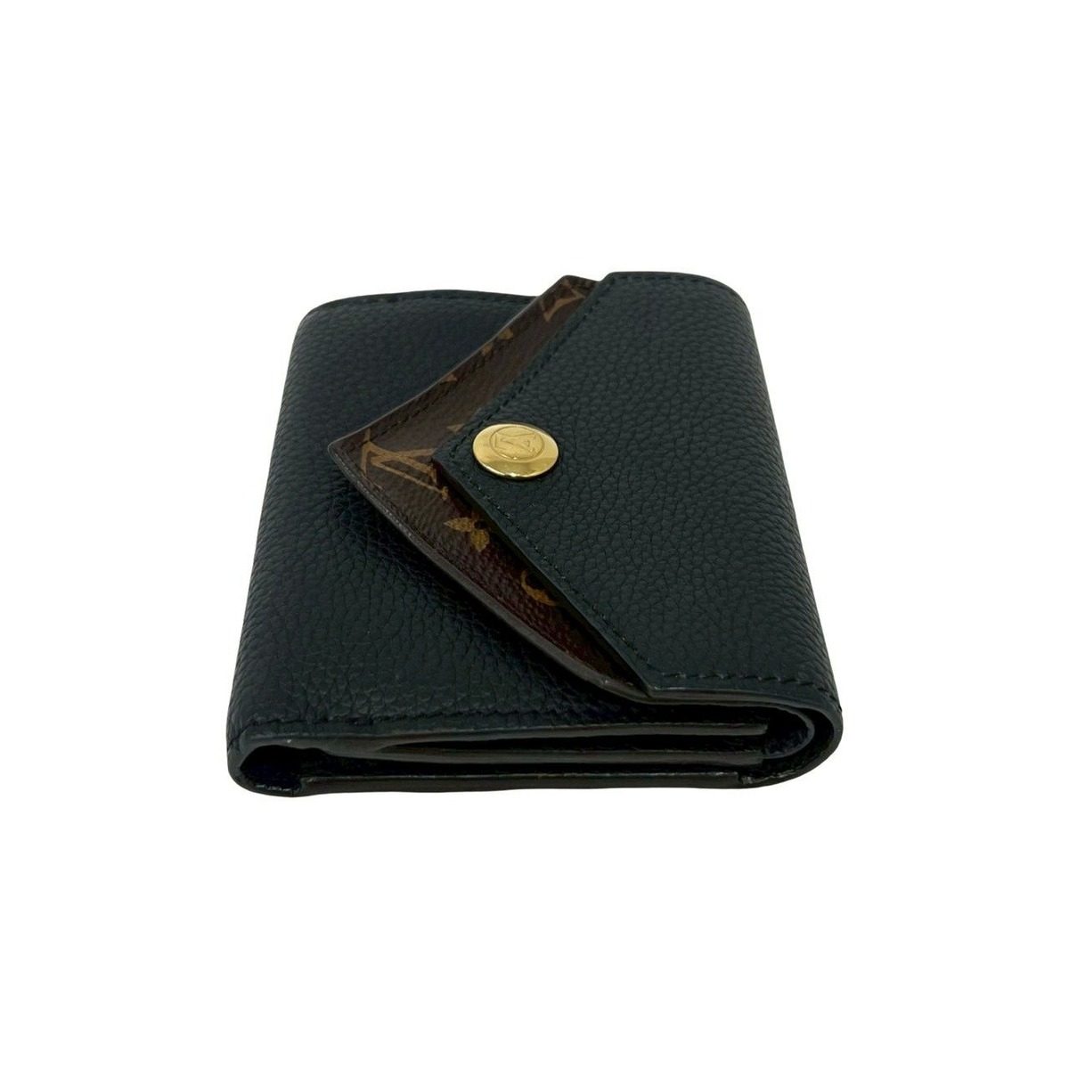 Louis Vuitton Portefeuille Double Leather Trifold Wallet Compact Black — view 4