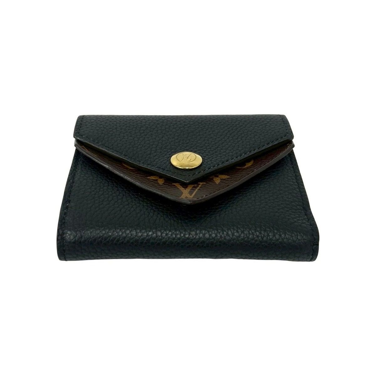 Louis Vuitton Portefeuille Double Leather Trifold Wallet Compact Black — view 6