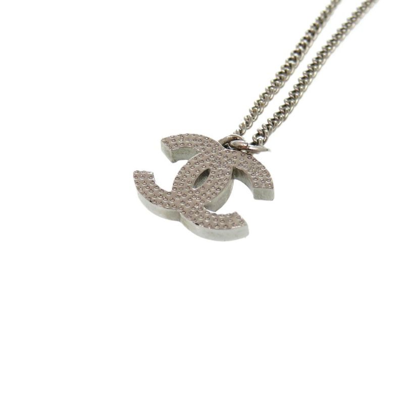 Chanel Coco Mark A28942 Metal Rhinestone Silver 0834 Necklace Chanel