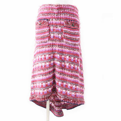 CHANEL P72981 Alpaca Silk Fishtail Tweed Skirt With Coco Mark Buttons Pink