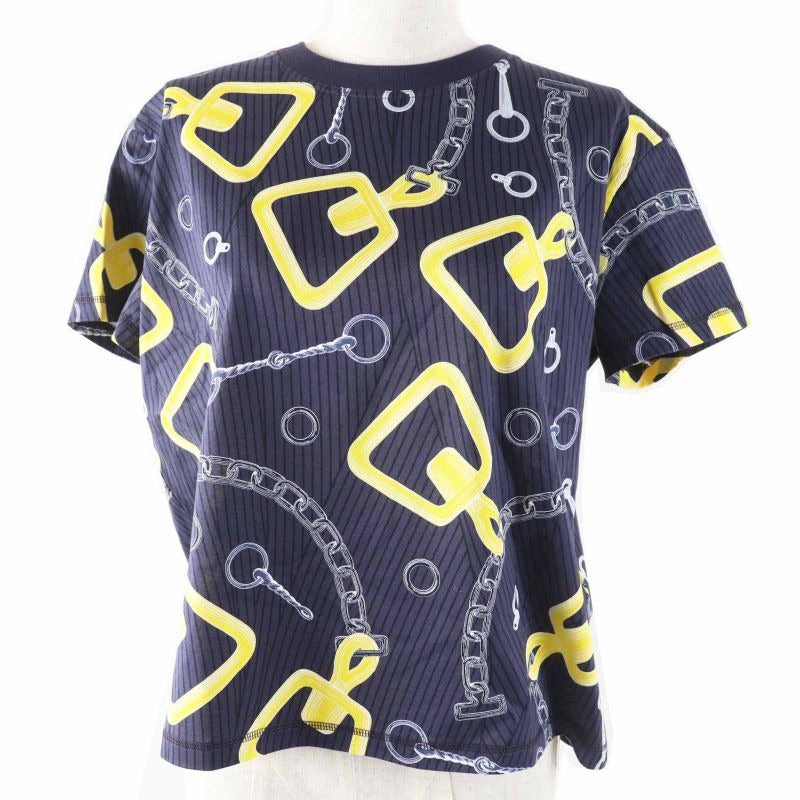 Hermes 24 SS 4 H4641 dh Kaleidoscope Effect Cotton Short Sleeve T-Shirt Navy 34