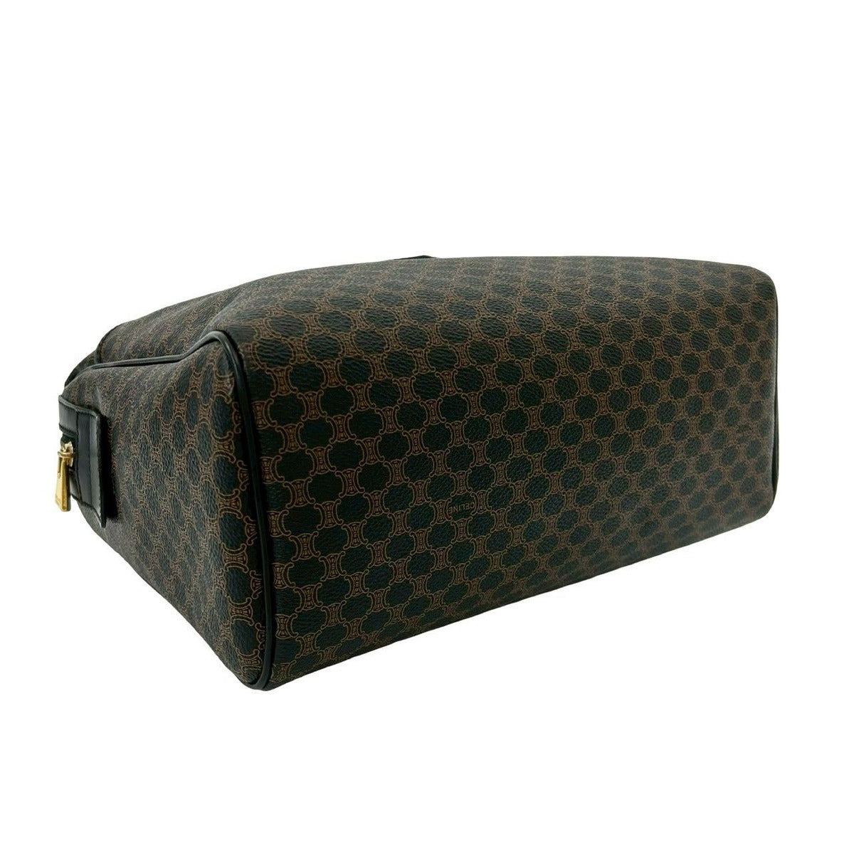 Celine Vintage Macadam Blason Triomphe Pattern Leather Mini Boston Bag Black — view 7