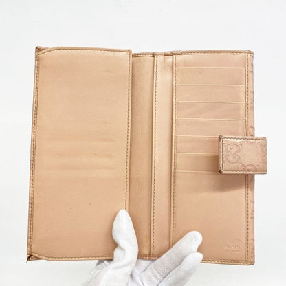 Guccissima 112715 Leather Pink Gold Hardware Women's Long Wallet