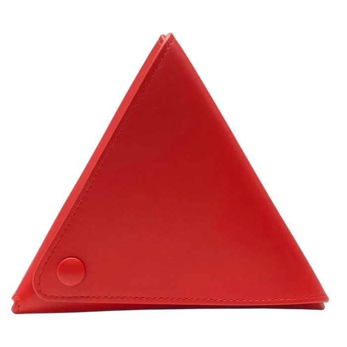 Bottega Veneta Triangle Pouch Coin Case Leather Red