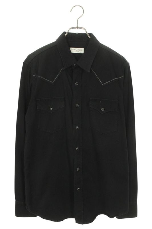 Saint Laurent Paris 18AW 531727 Ya778 Embroidery Western Long Sleeve Shirt