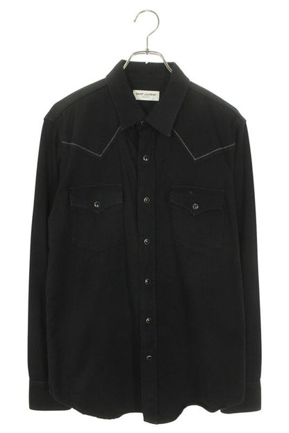 Saint Laurent Paris 18AW 531727 Ya778 Embroidery Western Long Sleeve Shirt