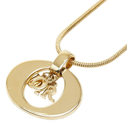 Dior Logo Circle Necklace Choker Set Gold Black Plated