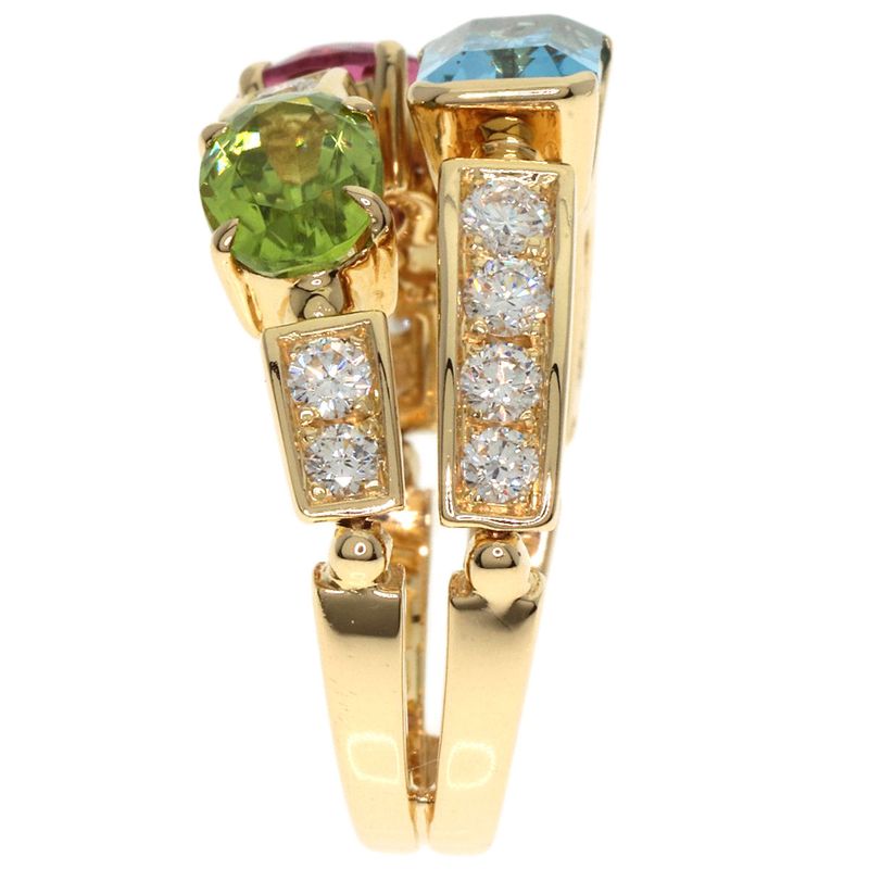 Bvlgari Bulgari Allegra Diamond Multicolored Stone Ring And Ring 18K Yellow