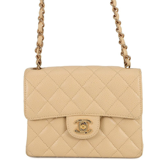 Chanel Chain Shoulder Bag Mini Quilted CC Logo Caviar Leather