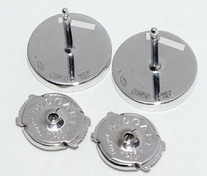 Bulgari Earrings 18K White Gold Onyx 2P Bulgari Stud Earrings 356121