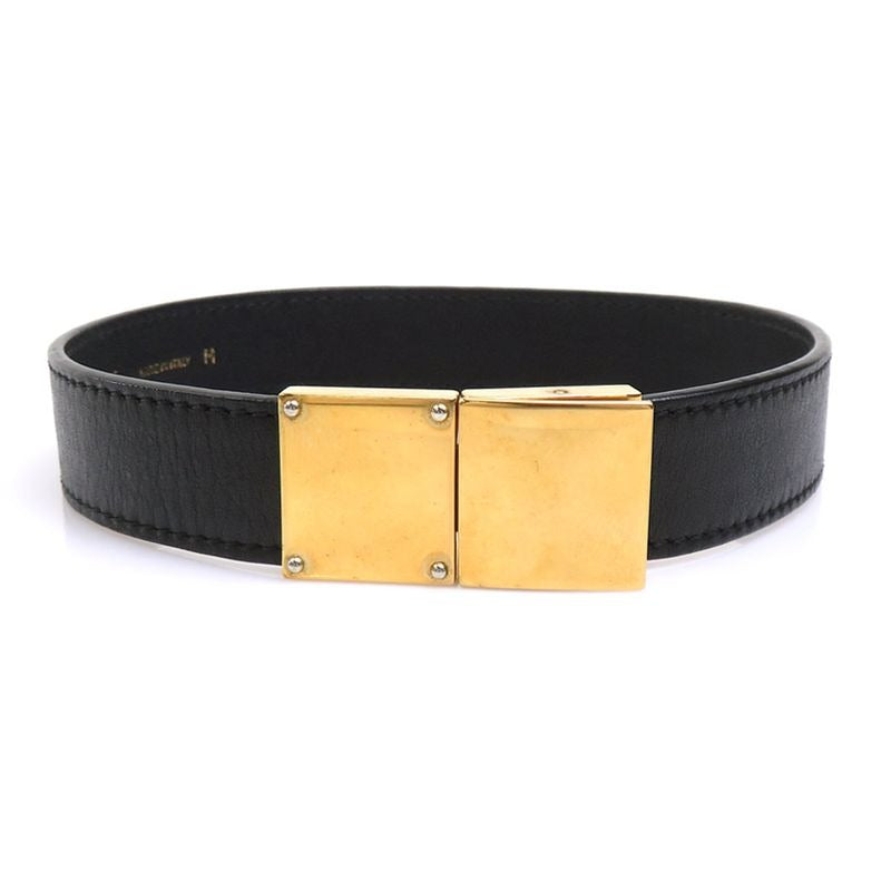 Celine Black Leather Gold-Tone Hardware Choker