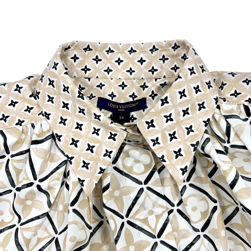 Louis Vuitton By The Pool Blouse Shirt Cotton Beige Monogram Cape