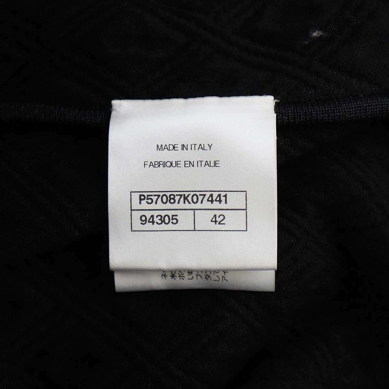 Chanel Silk Quilted No Collar Cardigan Jacket P57087k07441 Black 42