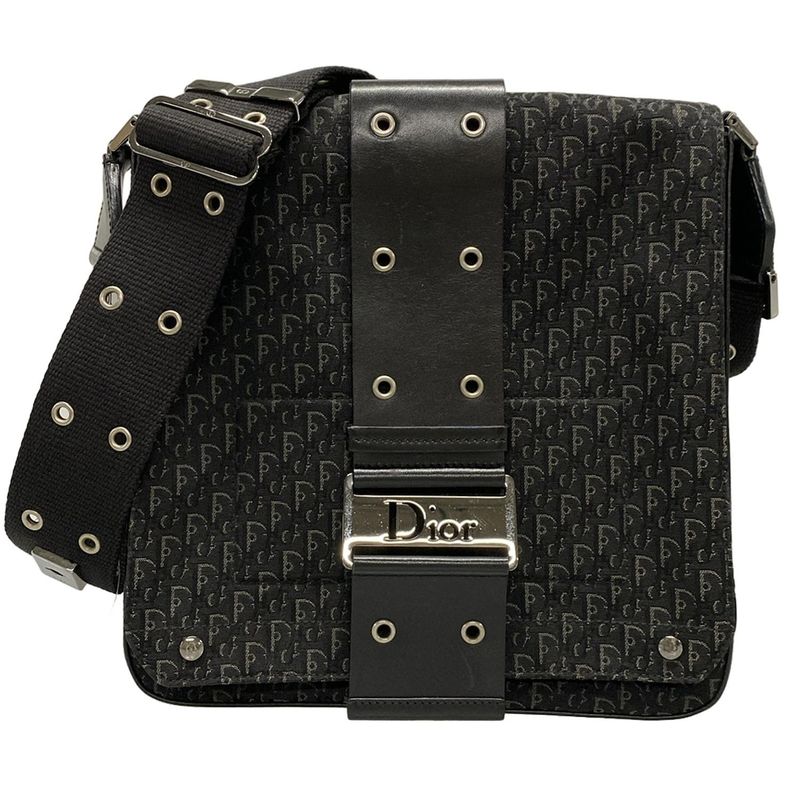 Dior/christian Dior Shoulder Bag Street Chictrotter Black And Gray Leather