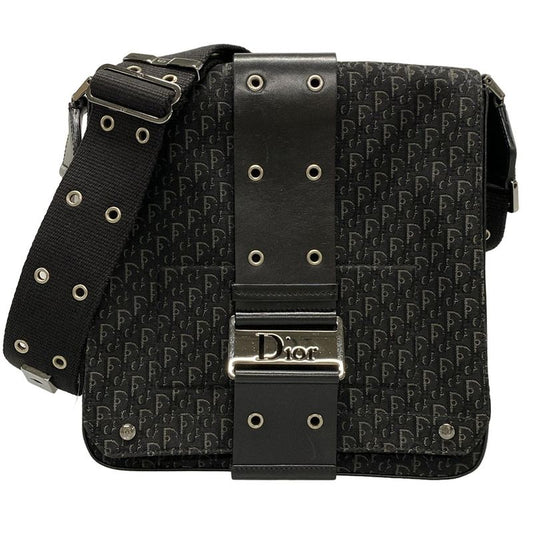 Dior/christian Dior Shoulder Bag Street Chictrotter Black And Gray Leather
