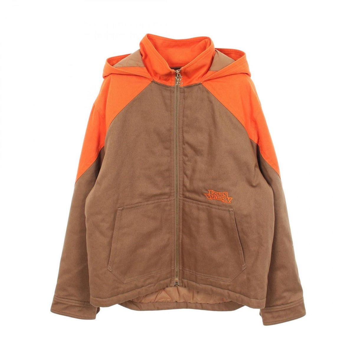 Louis Vuitton Hooded Patet Denim Jacket Orange Brown