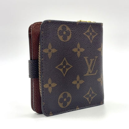 Louis Vuitton Compact Zip Monogram PVC Brown Bifold Wallet Gold M61667