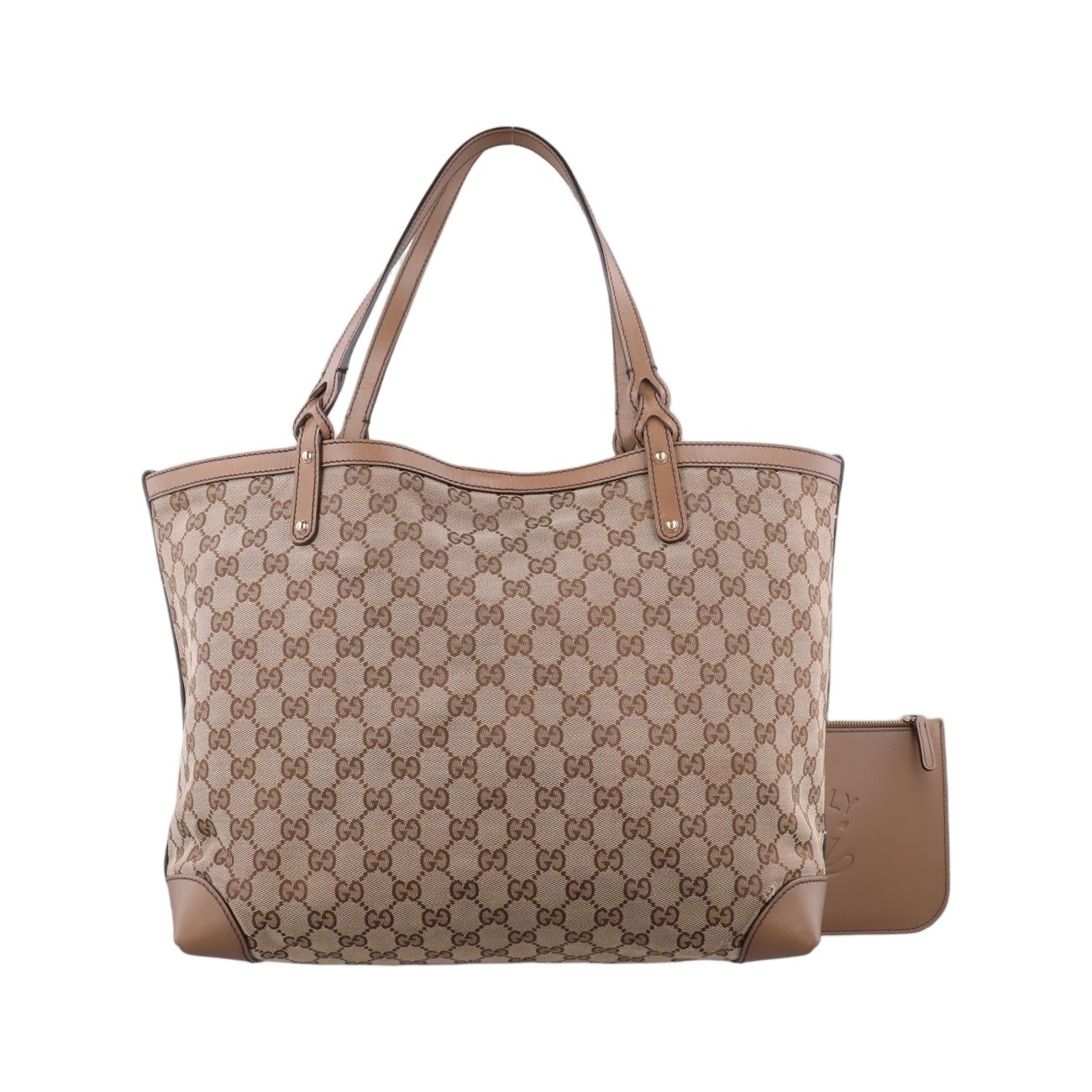 Gucci GG Craft Brown Leather Canvas Handbag