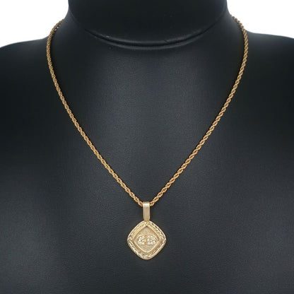 [dior] Christian Dior CD Logo Gold Plated And Rhinestone Ladies 12.5g Necklace
