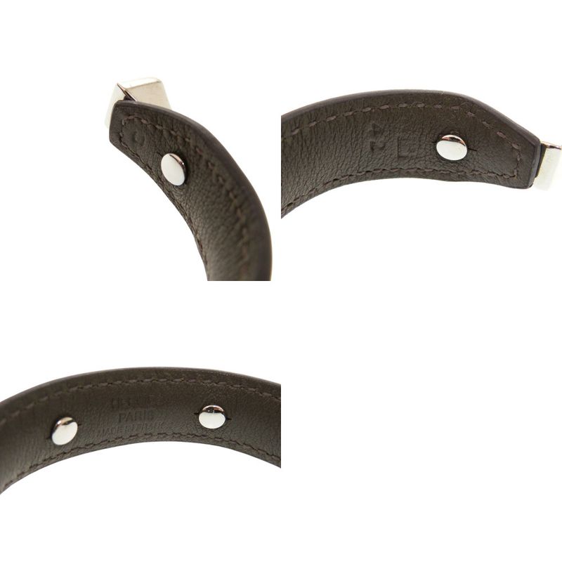 Hermes Bangle Vorsoft Metal Brown Silver □P Engraved (2012) Bracelet 1189 Hermes