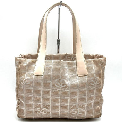 Chanel New Travel PM Tote Bag One Shoulder Nylon Leather Metallic Pink Beige