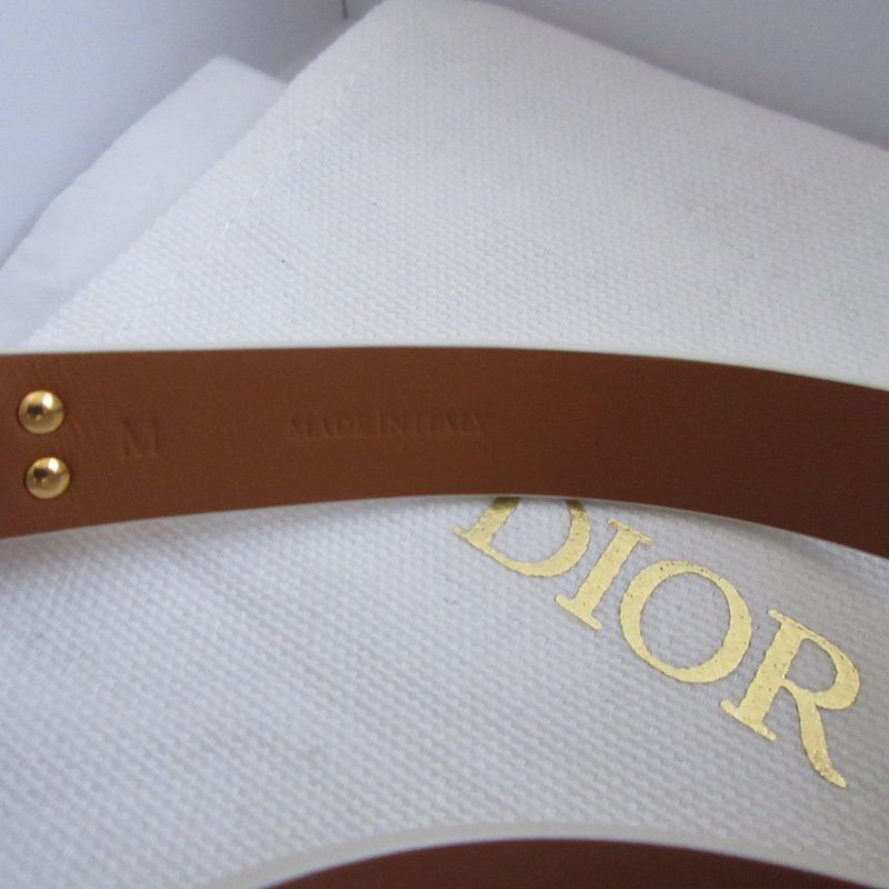 Christian Dior 30 Montaigne B1760 M Size Leather Ivory White Double Bracelet