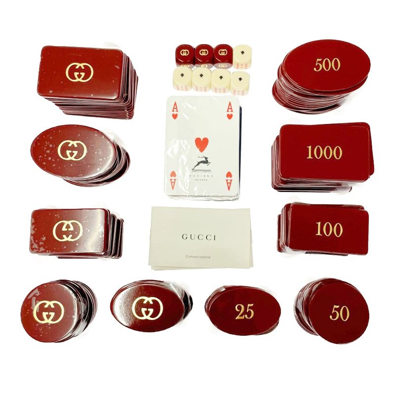 Gucci 662474 Poker Set with Box Geometric G Red 353359