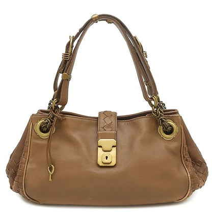 Bottega Veneta Handbag Intrecciato Leather Brown Gold