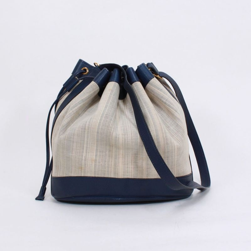 Hermes Market PM Leather and Canvas Blue Handbag