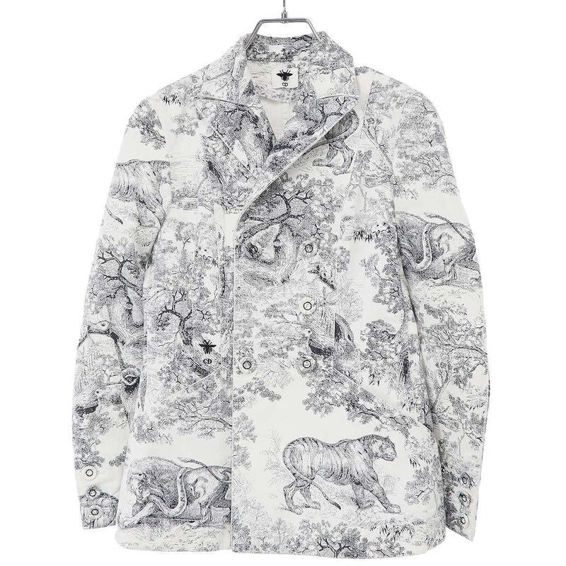 Christian Dior Toile de Jouy Double Tailored Jacket 912 V03 A3807 White 34