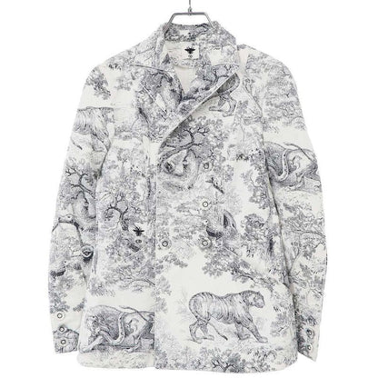 Christian Dior Toile de Jouy Double Tailored Jacket 912 V03 A3807 White 34