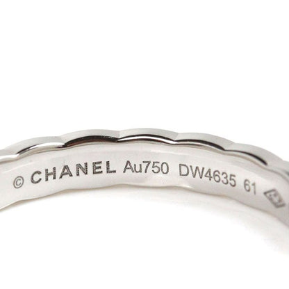 Chanel 18K White Gold White Togo Old Coco Crush Ring / Ring J11793 20 No 61 45g