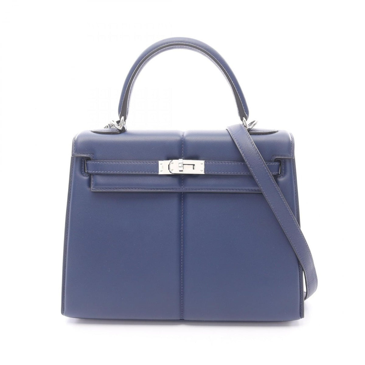 Hermes Handbag Kelly Padded 25 Blue Sapphire Leather