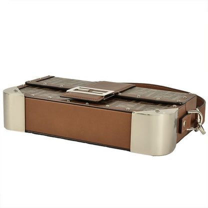 Fendi Zucca Trunk Shoulder Bag PVC Leather 7va498 Brown Women