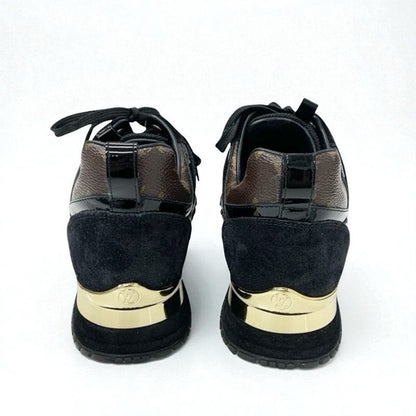 Louis Vuitton Run Away Line Monogram Sneakers Shoes Leather Fabric Suede Black