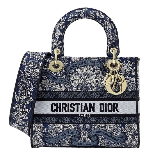 Dior 2-Way Shoulder Bag Lady Delight Jacquard Blue Navy