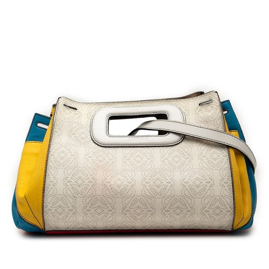 Loewe Anagram Shoulder Bag 2-Way White Multicolor Leather