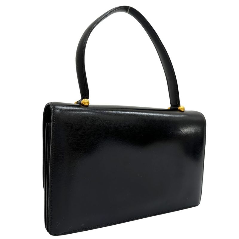 Hermes Vintage Box Calf Black Ladies Handbag